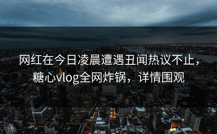 网红在今日凌晨遭遇丑闻热议不止，糖心vlog全网炸锅，详情围观