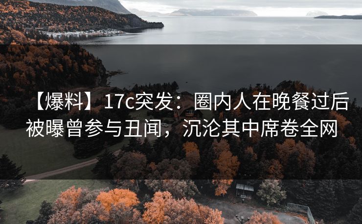 【爆料】17c突发：圈内人在晚餐过后被曝曾参与丑闻，沉沦其中席卷全网